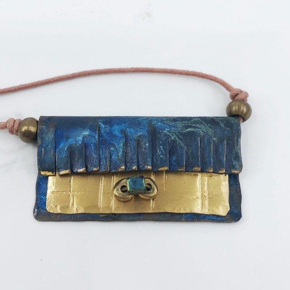Artisan Hand Made Copper and Brass Necklace - Picture 7 of 13